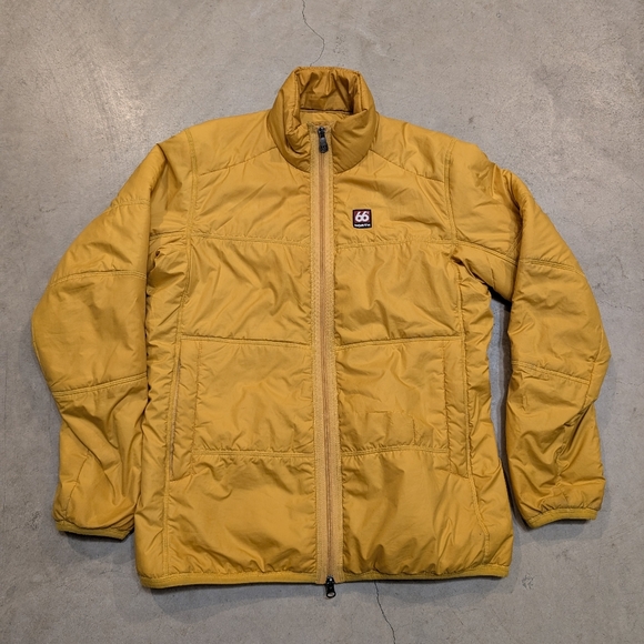 66°North Iceland Vatnajökull Puffer Jacket Gold Primaloft Full Zip Womens L Flaw - Picture 1 of 8